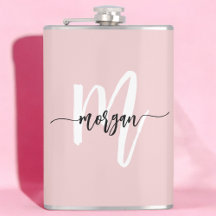 Blush Roze Zwart Monogram Girly Bachelorette Party