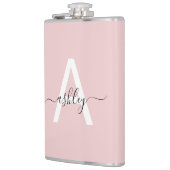 Blush Roze Zwart Monogram Girly Bachelorette Party Heupfles (Links)