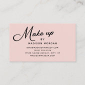 Blush Roze Zwart Retro Script Foto Make-up Visitekaartje (Achterkant)