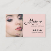 Blush Roze Zwart Retro Script Foto Make-up Visitekaartje (Voorkant)