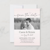 Blush Roze & Zwart Romantisch Chique Save the Date (Voorkant)
