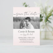 Blush Roze & Zwart Romantisch Chique Save the Date (Staand voorkant)