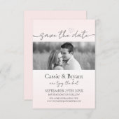 Blush Roze & Zwart Romantisch Chique Save the Date (Voorkant / Achterkant)