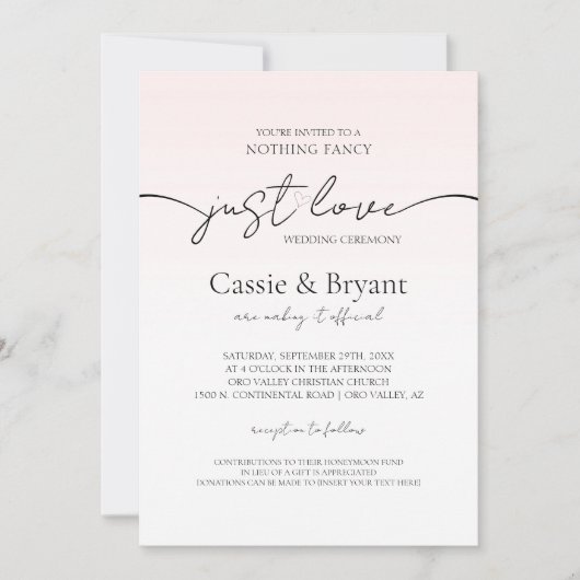 Blush Roze & Zwart Romantisch Modern Script Bruilo Kaart (Voorkant)