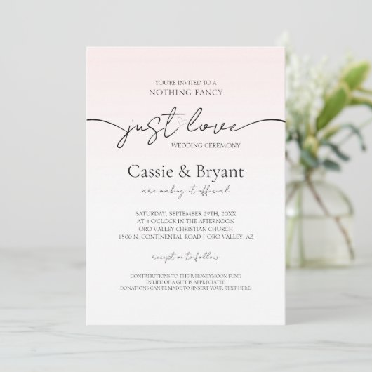 Blush Roze & Zwart Romantisch Modern Script Bruilo Kaart (Staand voorkant)