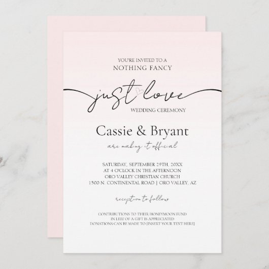 Blush Roze & Zwart Romantisch Modern Script Bruilo Kaart (Voorkant / Achterkant)