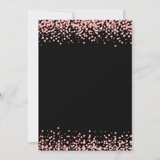 Blush Roze & Zwart Roos Gouden Glitter Ombre Verja Kaart (Achterkant)