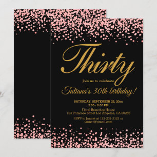 Blush Roze & Zwart Roos Gouden Glitter Ombre Verja Kaart