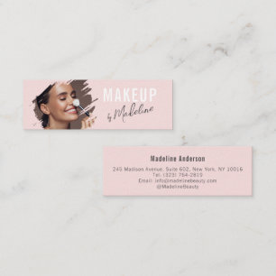 Blush Roze Zwart Schrift Foto Make-up Mini Visitekaartje