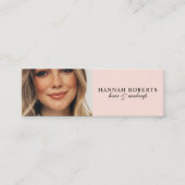 Blush Roze Zwart Script Foto Haar Make-up Mini Visitekaartje (Voorkant)