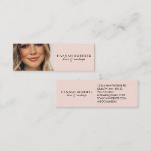 Blush Roze Zwart Script Foto Haar Make-up Mini Visitekaartje
