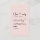 Blush Roze Zwart Script Foto Make-up Artiest Visitekaartje (Achterkant)