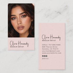 Blush Roze Zwart Script Foto Make-up Artiest Visitekaartje