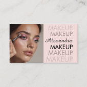 Blush Roze Zwart Script Foto Make-up Zakelijk Visitekaartje (Voorkant)