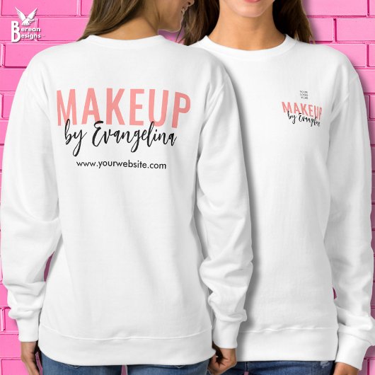 Blush Roze Zwart Script Logo Make-up Medewerker Trui