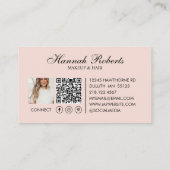 Blush Roze Zwart Script Sociale QR Code Haar Make- Visitekaartje (Achterkant)