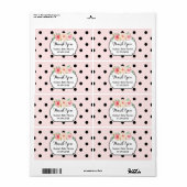 Blush Roze Zwart Stippen Bloemen Baby shower Label (Full Sheet)