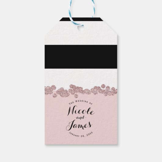 Blush Roze zwart wit en Roos Gold Vrijgezellenfees Cadeaulabel (Achterkant)