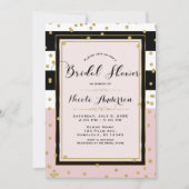 Blush Roze Zwart Wit & Goud Glam Vrijgezellenfeest Kaart (Voorkant)