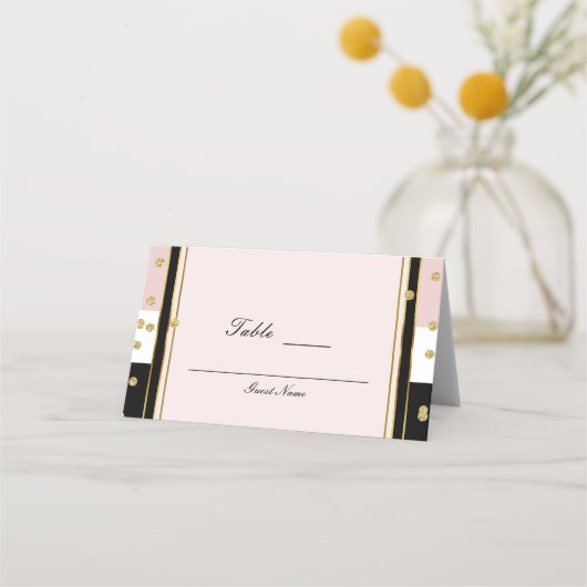 Blush Roze Zwart Wit & Goud Tafel Nummer Plaats Plaatskaartje (Achterkant)