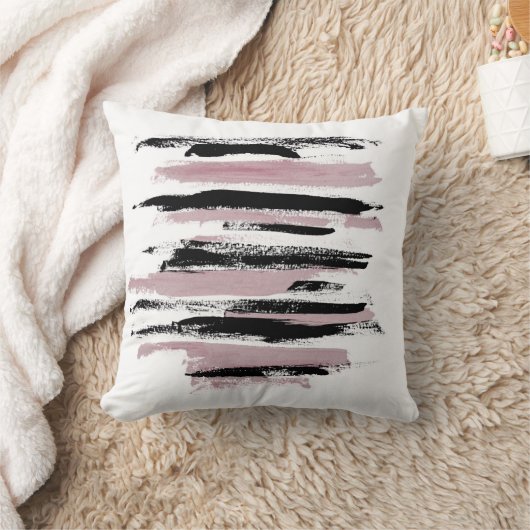 Blush Roze Zwart Wit Minimalistische Abstracte Pri Kussen (Deken)