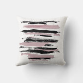 Blush Roze Zwart Wit Minimalistische Abstracte Pri Kussen (Achterkant)