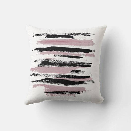 Blush Roze Zwart Wit Minimalistische Abstracte Pri Kussen (Achterkant)