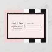 Blush Roze Zwart Wit Roos Goud Save the Date Aankondigingskaart (Achterkant)