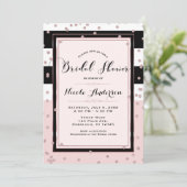 Blush Roze Zwart Wit Roos Goud Vrijgezellenfeest Kaart (Staand voorkant)