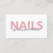 Blush Roze Zwart Wit Script Nagelstylist Visitekaartje (Voorkant)