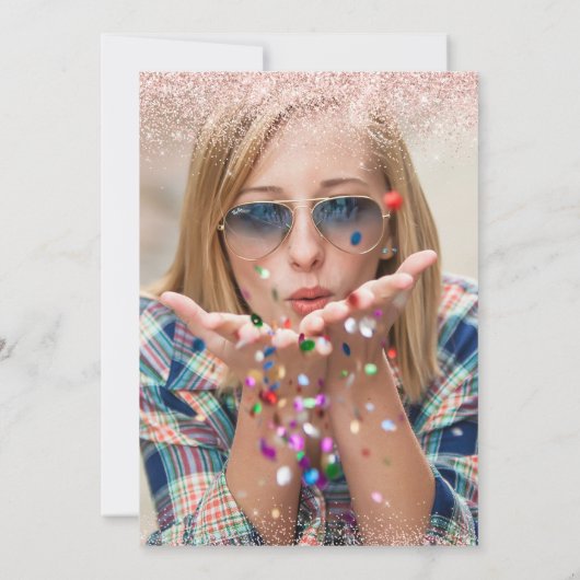 Blush Roze zwarte Afstuderen foto van Glitter Kaart (Achterkant)