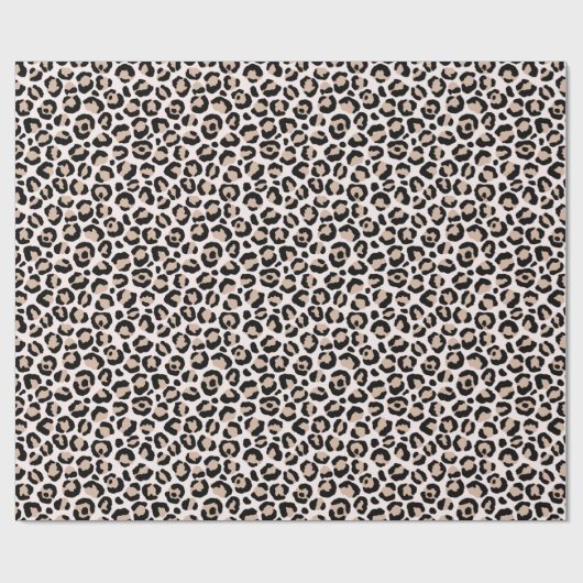 Blush roze zwarte crème-leopardafdruk cadeaupapier (Vlak)