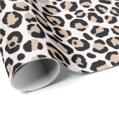 Blush roze zwarte crème-leopardafdruk         cadeaupapier (Rol Hoek)