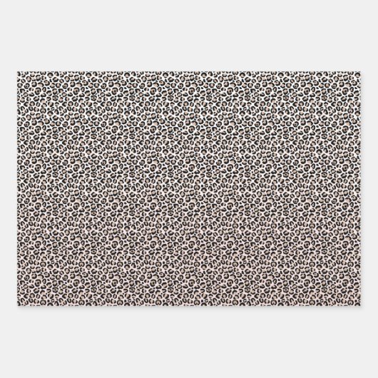Blush roze zwarte crème-leopardafdruk         inpakpapier vel (Voorkant 3)