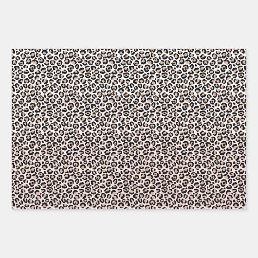 Blush roze zwarte crème-leopardafdruk         inpakpapier vel (Voorkant 2)