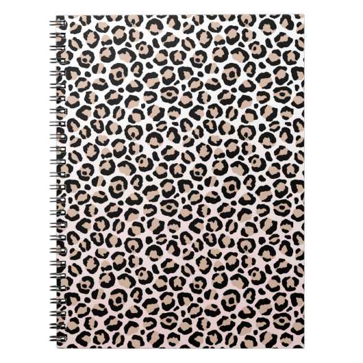 Blush roze zwarte crème-leopardafdruk notitieboek (Voorkant)