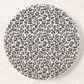 Blush roze zwarte crème-leopardafdruk zandsteen onderzetter (Voorkant)