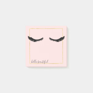 Blush roze zwarte Eyelashes Glam Gold Square Post-it® Notes