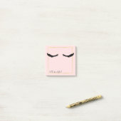 Blush roze zwarte Eyelashes Glam Gold Square Post-it® Notes (Op bureau)