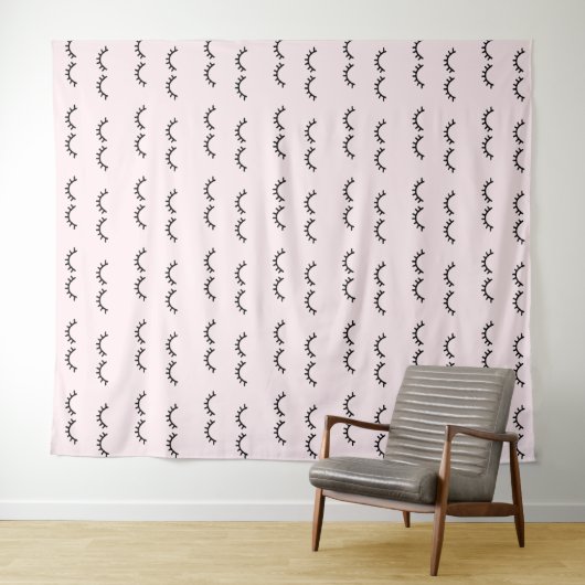 Blush Roze zwarte Eyelashes Wandkleed (In Situ (horizontaal))