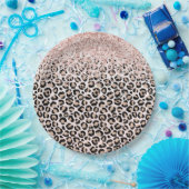 Blush roze zwarte glitter-leopardprinter    papieren bordje (Feest)