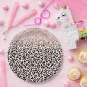 Blush roze zwarte glitter-leopardprinter    papieren bordje (Feest)