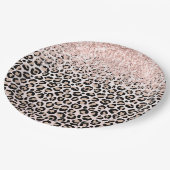 Blush roze zwarte glitter-leopardprinter    papieren bordje (Gekanteld)