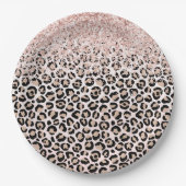 Blush roze zwarte glitter-leopardprinter    papieren bordje (Voorkant)