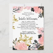 Blush roze, zwarte, Gold Bridal Shower-uitvindinge Kaart (Voorkant)