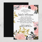 Blush roze, zwarte, Gold Bridal Shower-uitvindinge Kaart (Voorkant / Achterkant)