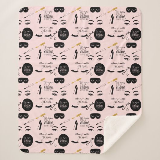 Blush roze zwarte goudas Glam Sherpa Deken (Voorkant)