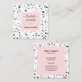 Blush roze zwarte inktsplatters vierkante visitekaartje (Voorkant / Achterkant)