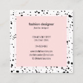 Blush roze zwarte inktsplatters vierkante visitekaartje (Achterkant)