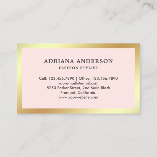 Blush Roze Zwarte Kleding Hanger Mode Stylist Visitekaartje (Achterkant)